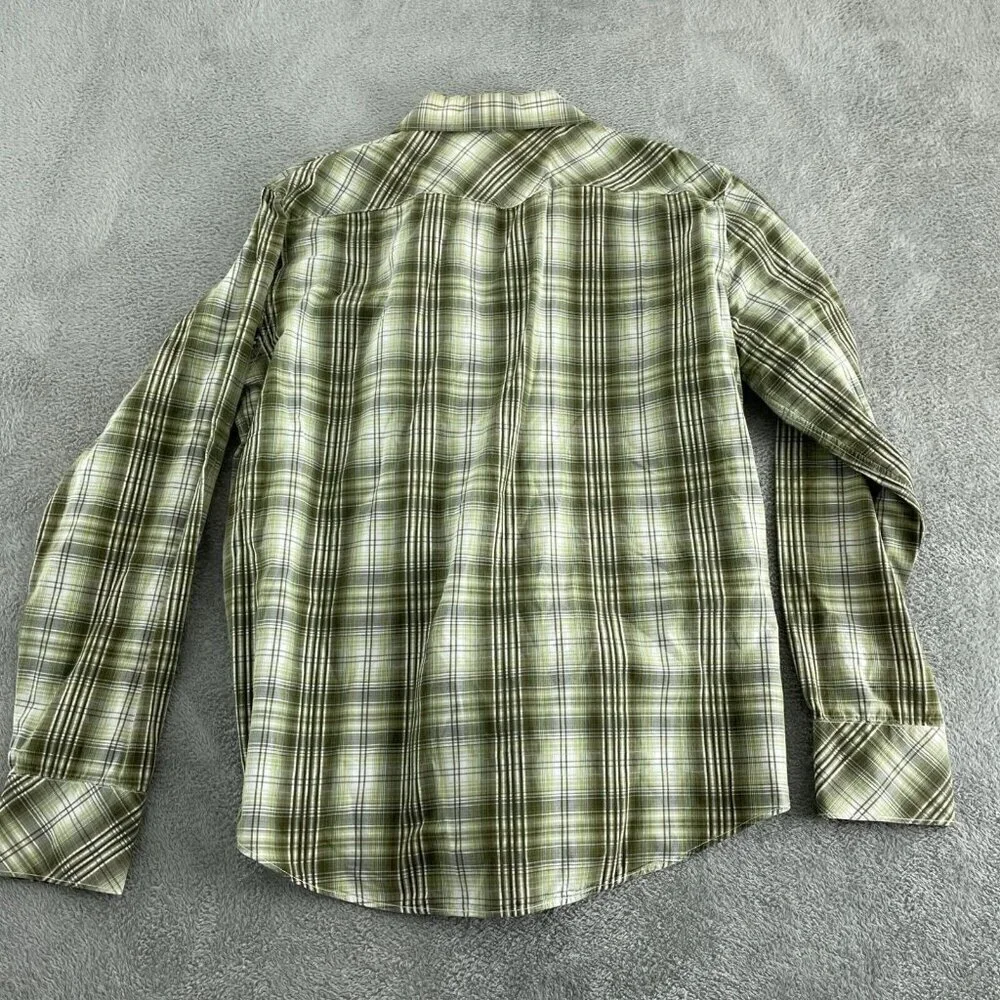 Banana Republic Mens Slim Fit Plaid Long Sleeve Shirt Size L Green Cotton 2251